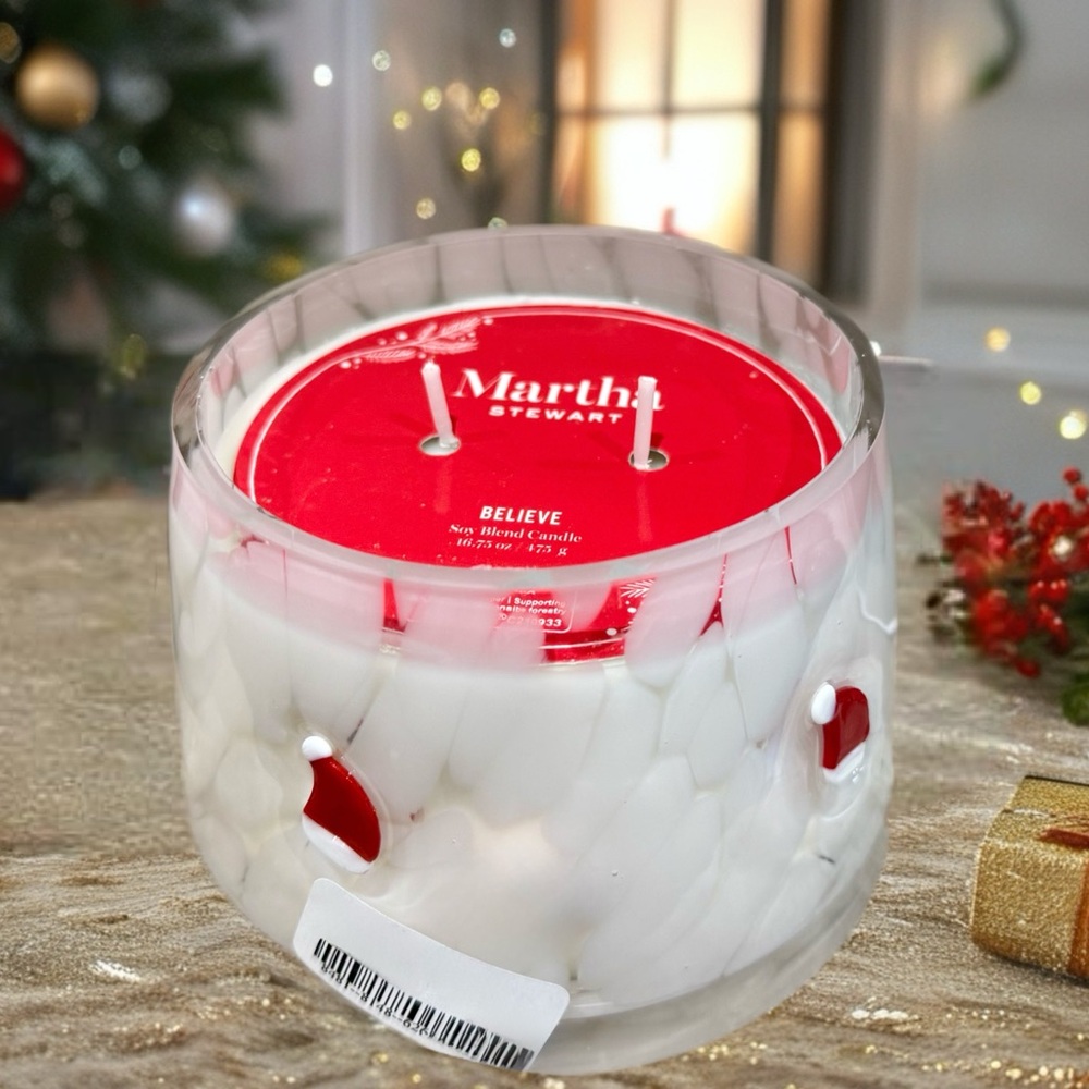 NEW! MARTHA STEWART Lrg. Christmas Stocking design 16.75 oz. Murano~like Candle - Picture 10 of 10
